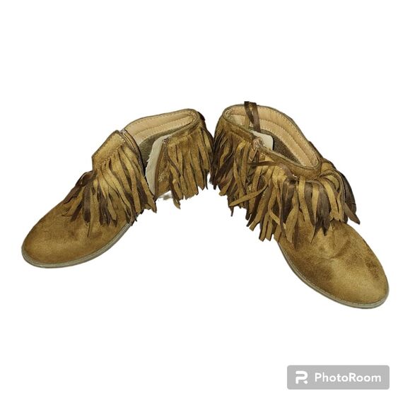 Soda fringe bootie women's size 6 comfy heel boots ankle boots caramel stylish - Picture 8 of 13